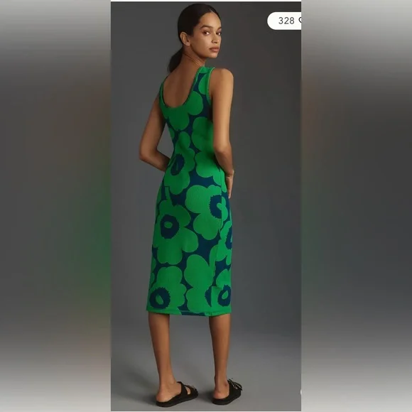 NWT Marimekko Simpukka Unikko Rib Floral Cotton Tank Dress size medium - Picture 8 of 9